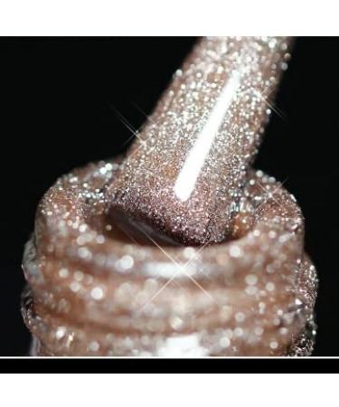 Rose Gold Glitter Gel Nail Polish - Magnetic Sparkling Broken Gel for Halloween Party - Buy Online on GoSupps.com