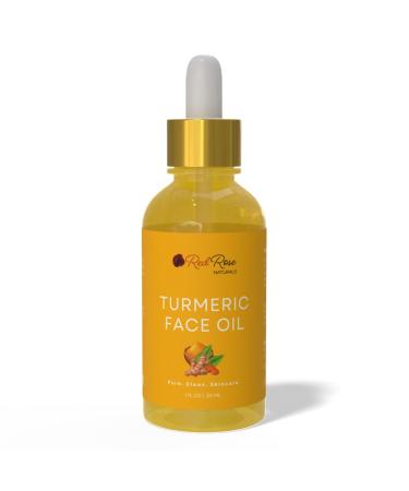 Red Rose Naturals Turmeric Face Oil - Facial Serum & Moisturizer with Vitamin C for Women & Men Hydrates & Revitalizes Dull Skin - All Skin Types - Made with Turmeric Essential Oil- 1 oz.