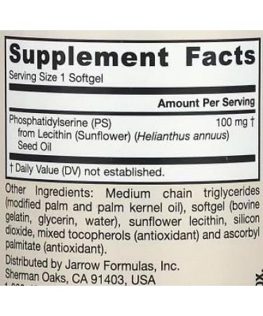Jarrow Formulas PS 100-30 caps - High Power Brain Supplement Pure Phosphatidylserine Neurological Support and Optimal Cognitive Function - Buy Online on GoSupps.com