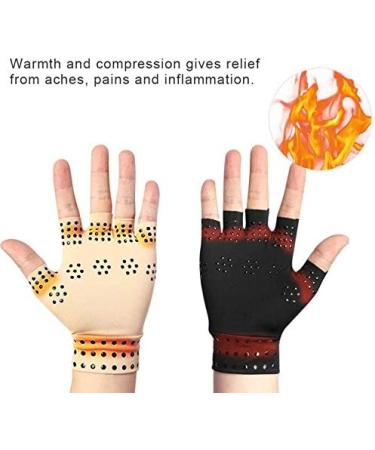 Compression Gloves for Arthritis Relief - Magnetic Fingerless Hand Support for Joint Pain - Nude Color - Buy Online on GoSupps.com