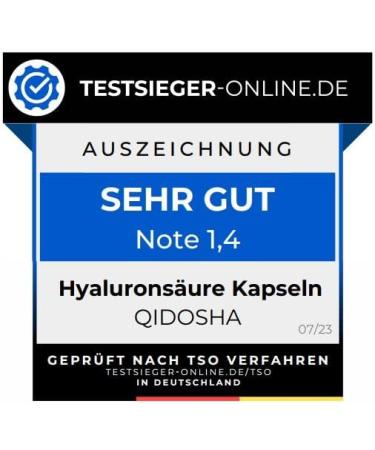 Qidosha Premium Hyaluronic Acid Capsules - 250mg Vegan Test Winner '07/23 High Molecular Weight 90 Capsules in Pharmacy Glass - Buy Online on GoSupps.com