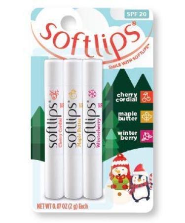 Softlips Limited Edition Christmas Set SPF20  Cherry Cordial  Maple Butter  Winter Berry