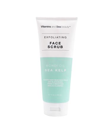 Vitamins and Sea Beauty, Hydrating Exfoliating Face Cleansing Wash Scrub, Deep Pore Cleanser with Monoi Oil and Sea Kelp Seaweed Skincare, 5.1 Fl Oz