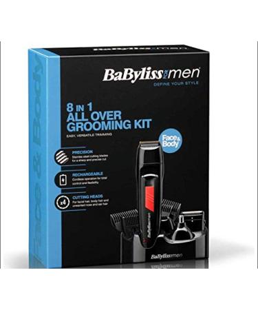 BaByliss For Men 8-in-1 Titanium Multi Mens All Over Grooming Kit Rechargeable Cordless Black 7056DU