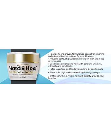 Hard As Hoof Nail Strengthening Cream with Coconut Scent Nail Strengthener,  Nail Growth & Conditioning Cuticle Cream Stops Splits, Chips, Cracks &  Strengthens Nails, 1 oz 1 Ounce (Pack of 1)