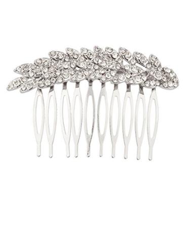 Lux Accessories Pave Crystal Leaf Branch Bridal Bride Bridesmaid Hair Comb