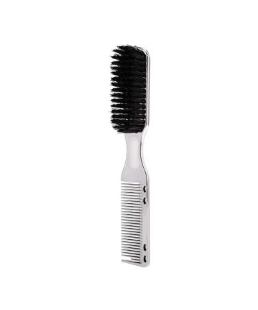 Lckjlj men's beard styling combing hair fragments sweeping styling care double head multifunctional brush comb practical hair styling easy to use (size: silver-colored) silvery