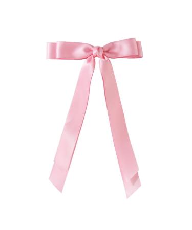 Limtula Ribbon Hair ws Clip wknot Alligator Hairpin With Long Tail Solid Color Ponytail Hair Claw Barrette for Girls Women Pink