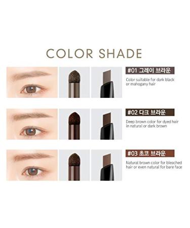 BOM 3 in 1 Triple Edge Eyebrow Pencil - Waterproof Long Lasting Dark Brown #02 with Blender & Spoolie - Shop Internationally - Buy Online on GoSupps.com