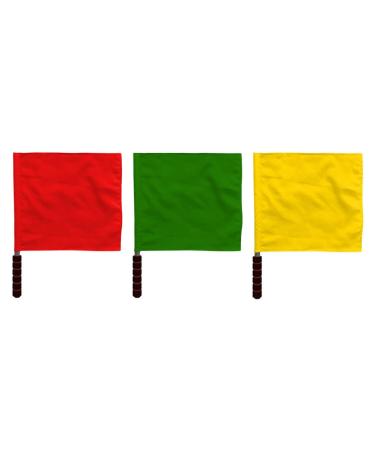3pcs Referee Flag Stainless Steel Hand Flags Field Official Flag Safety Commander Sports Training Flag for Soccer Volleyball Football Track Red Green Yellow