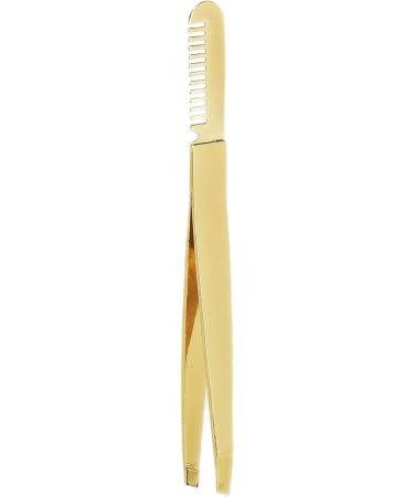 2pcs Stainless Steel Double Ended Tweezer Comb - Golden Eyebrow Shaping Tool for Precision Grooming | International Shipping Available - Buy Online on GoSupps.com