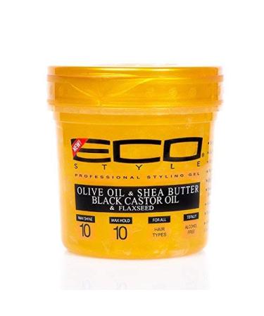 Ecoco Eco Style Gel - Olive Oil And Shea Butter Black Castor Oil And Flaxseed - Superior Hold And Healthy Shine - Helps Moisturize Scalp - Repairs Damaged Follicles - Promotes Hair Growth - 32 Oz