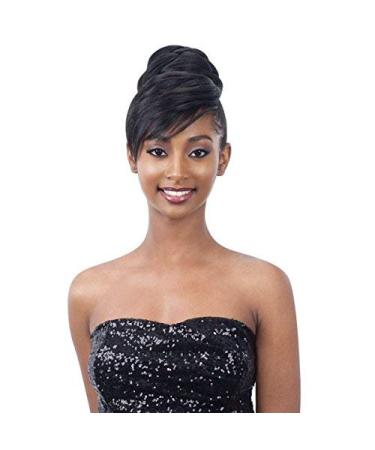 TWISTED BUN BANG (1B Off Black) - Freetress Equal Synthetic Bun with Swoop Side Bang - Buy Online on GoSupps.com