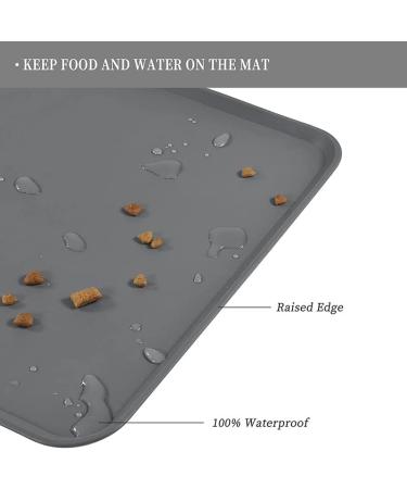 Emwel Dog Food Mat - Silicone Non-Slip Waterproof Pet Feeding Mat for Dogs & Cats (L: 47x30 cm Gray) - Durable Easy to Clean - Buy Online on GoSupps.com