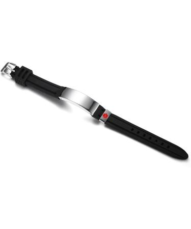PACEMAKER Adjustable Medical Alert ID Bracelet | Stainless Steel & Black Silicone Belt Buckle for Men & Boys | International Shipping Available - Buy Online on GoSupps.com