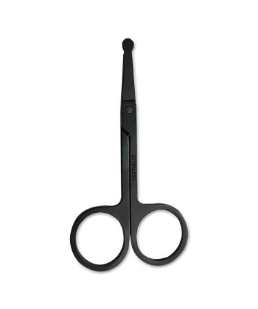 Stainless Steel Nose Hair Scissors for Trimming Facial Hair Ear Hair Eyebrow(Black)