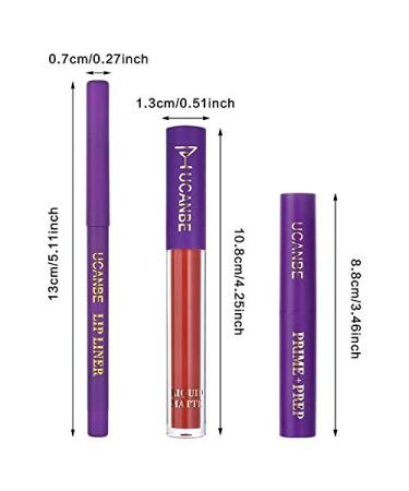 Ucanbe 6 pcs Matte Liquid Lipstick Set with Lip Liners & Primer - Long-Lasting Lady's Night Makeup - Buy Online on GoSupps.com