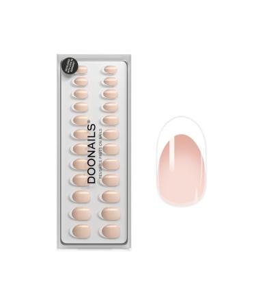 Doonails Soft Gel Press on Nails 30 Set Classic French. Rounded form nails to stick on full cover in salon quality fake nails soft gel medium natural & comfortable fit medium-round classic french