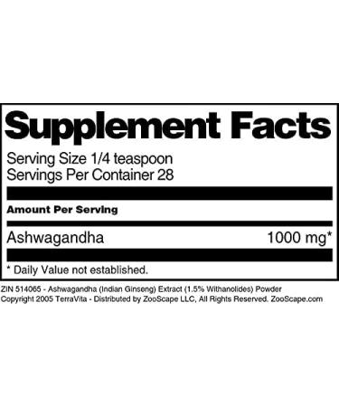 Ashwagandha (Indian Ginseng) Extract (1.5% Withanolides) Powder (1 oz ZIN: 514065) - 3 Pack - Buy Online on GoSupps.com