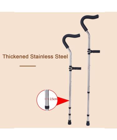 Adults Underarm Crutches Foldable Medical Stainless Steel Crutches with Comfortable Underarm Pads and Ergonomic Handles Suitable for Height: 155-175cm/5'-5' 7'' (Color : Silver Size : 2 Counts) - Buy Online on GoSupps.com