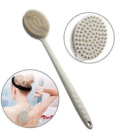 BAOOOFU Silicone Long Handle Body Brush for Shower | Exfoliating Scrubber for Elderly Men and Women | Includes Hook | Blue - Buy Online on GoSupps.com