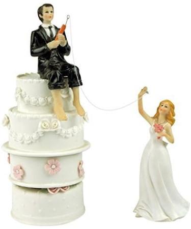 Wishlink Cake Hooked on Love Fishing Groom Catching Bride Funny Wedding Cake Topper Decor - Buy Online on GoSupps.com