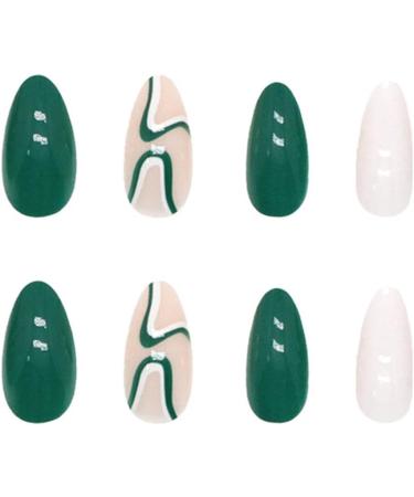 Justotry 24 Pcs Teal French Swirl Stiletto Press on Nails - Short Wavy False Nails with Nail Glue for Women - Buy Online on GoSupps.com