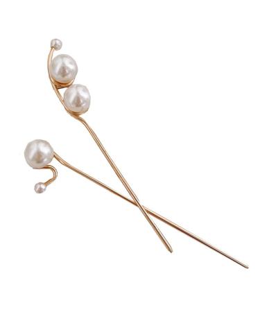 Chinese hairstick vintage hairpin hairstock: pearls hair chopsticks 2 pieces golden zinclegation chignon pin chinese style wedding hair jewelry party hair styling jewelry