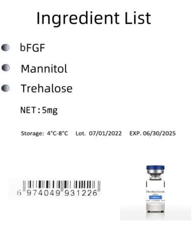 Basic Fibroblast Growth Factor Powder - bFGF Freeze-Dried Powder Cosmetic Grade for Skin Anti-Aging 1Milligrams 1000000IU 98% Purity (5mg) - Buy Online on GoSupps.com