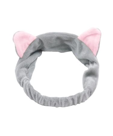 Haobase 1 piece Headband Hair Bands with Cat Ear for Face Washing Or Make-Up (Gray)