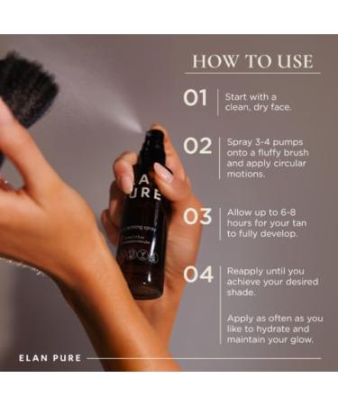 Elan Pure Face Tanning Mist Organic Ingredients Sunless Self Tanner Bronzing Hydrating Streak-Free Long Lasting Glow - Buy Online on GoSupps.com