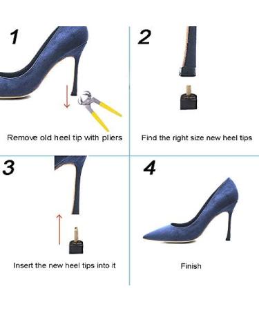 eMingo 24 Pairs High Heels Tips Replacement Caps with Pliers - 6 Inch Stiletto - Black (6 Sizes) - Buy Online on GoSupps.com
