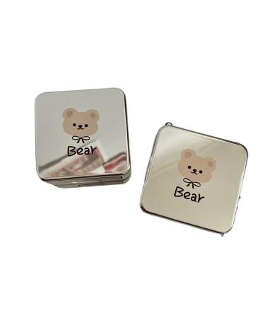 Kchycv silver bear contact lens container cosmetic case portable water container simple contact lens container storage container 62x62x22mm
