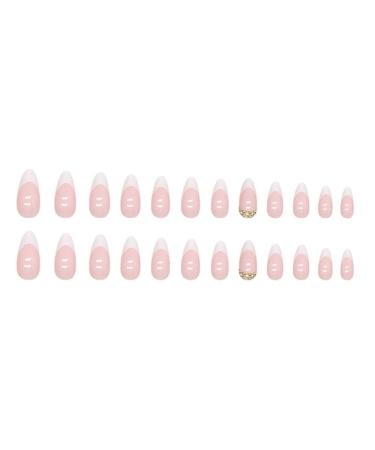 Buy Light Pink Almond-Shaped Press-On Nails | Medium Length Acrylic Nails with Glitter Sequins | 24PCS Full Cover Shiny Fake Nails - Kquee Nest - Buy Online on GoSupps.com