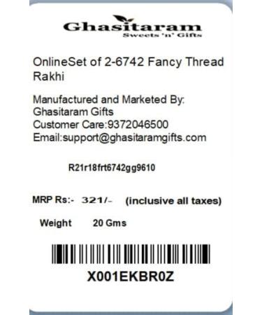 Ghasitaram Gifts Rakhi for Brother Rakhis Online- Set of 2-6742 Fancy Thread Rakhi - Buy Online on GoSupps.com