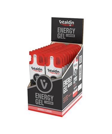 Vitaldin Sport Energy Gel Caffeine - 24 Gels x 40 g - Energy with berry taste - 60 mg caffeine & vitamin B6 - Fast energy & gradual release - running & sport di endurance ... Red berries with caffeine