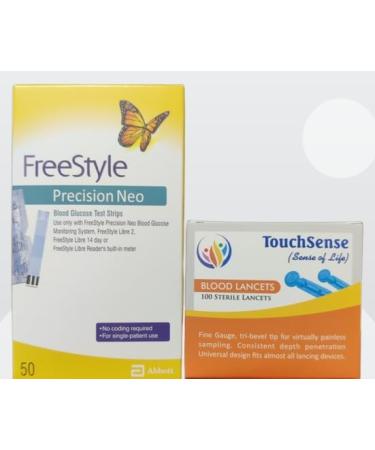 Freestyle Precision Neo Glucose Test Strips + TouchSense Lancets Combo Pack - Accurate Blood Sugar Testing - Buy Online on GoSupps.com