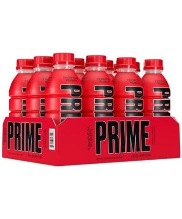 Prime Hydration Energy Drinks by Logan Paul & KSI | Tropical Punch Flavour | 500ml (Pack of 12) - Boost Energy and Caffeine Free | Zero Sugar | Natural Flavour - Buy Online on GoSupps.com