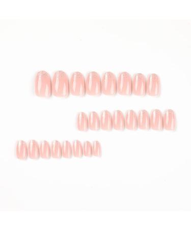 Mouyouglow Short Round Pink Nude Press-On Nails | Full Cover Artificial Fake Nails with Glue | Baby Boomer Gold Glitter Acrylic Fingernails for Women & Girls - i018 - Buy Online on GoSupps.com