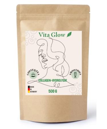 Vita Glow Premium Collagen Powder - 500g - Collagen -Hydrolysate - Peptides type 1 2 and 3 - Perfect solubility and natural taste - laboratory testing and produced in Germany - Buy Online on GoSupps.com