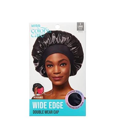 KISS Colors & Care Silky Satin Wide Edge Double Wear Cap XL  Black  Double Sided Reversible Design  Premium Charmeuse Fabric  Protects styles & Retains Moisture  Slip-Free  Comfortable & Durable Overnight Hair Bonnet  Al... - Buy Online on GoSupps.com