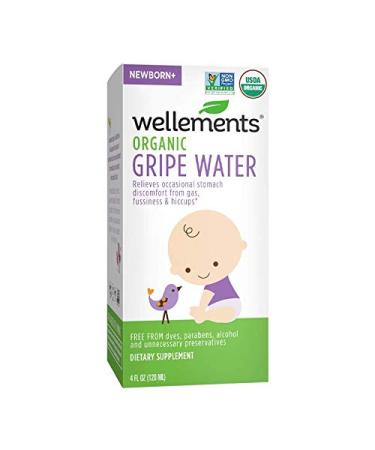 Wellements Organic Gripe Water, 4 Fl Oz, Eases Baby's Stomach Discomfort and Gas, Free From Dyes, Parabens, Preservatives Gripe Water-1 Pack