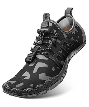 BULLIANT Water Shoes Men, Unisex Barefoot Aqua Shoes for Men Women Hiking Swimming Shoe 13 Women/11 Men Black/Dark Gray2185