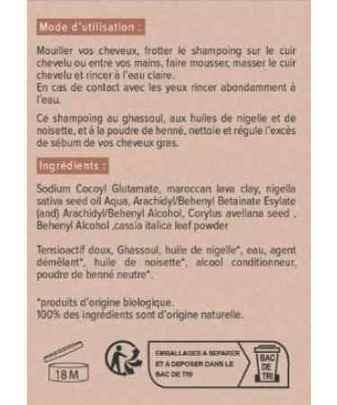 Na&Ta - Natural ultra-gentle ecological solid shampoo (dry) - oily hair - with Rhassoul black cumin oil hazelnut oil and henna powder fragrance-free - vegan - zero waste - Made in France - 70g - Buy Online on GoSupps.com