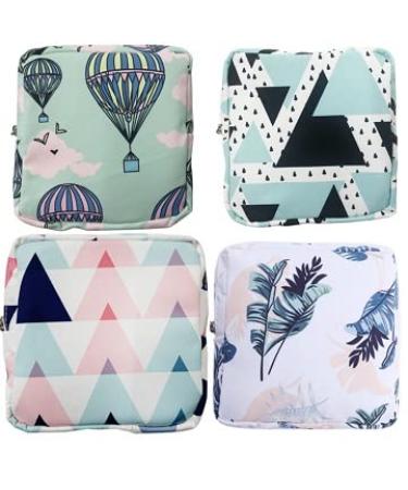 Portable women's napkin storage bags menstrual pad storage bags travel menstrual period sanitary bag tampons bags coin money make-up storage (4 pieces)
