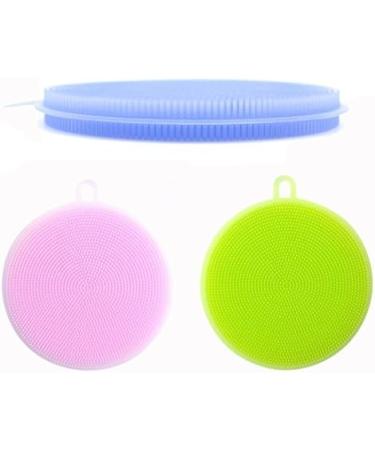 OFKPO Food-Grade Round Antibacterial Silicone Sponge Dish Scrubber Dishwashing Cleaning Brush Sponge Scrubber Kitchen Cleaning Tools(3 PCS) - Buy Online on GoSupps.com