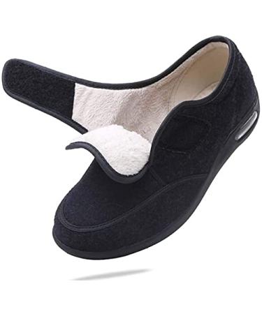 Men's Wide Width Shoes with Adjustable Closure Lightweight for Diabetic Edema Plantar Fasciitis Bunions Arthritis Swollen Feet Black 48 48 Black