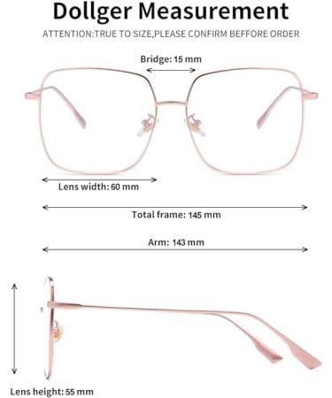 Dollger Blue Light Filter Glasses for Men & Women - Square Metal Frame Anti-Blue Light Large Size - Perfect for PC TV & Gaming  - Buy Online on GoSupps.com