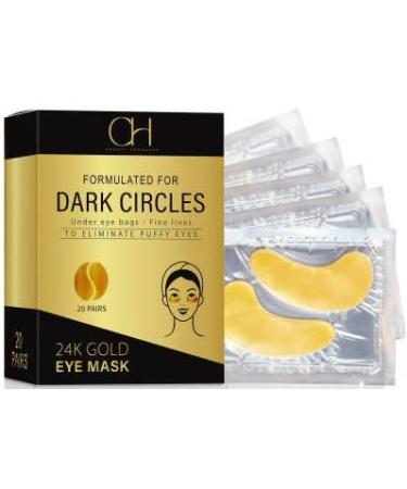 CH Beauty Products- 24K Gold Eye Masks- Puffy Eyes and Dark Circles Treatments   Look Less Tired and Reduce Wrinkles and Fine Lines Undereye  Revitalize and Refresh