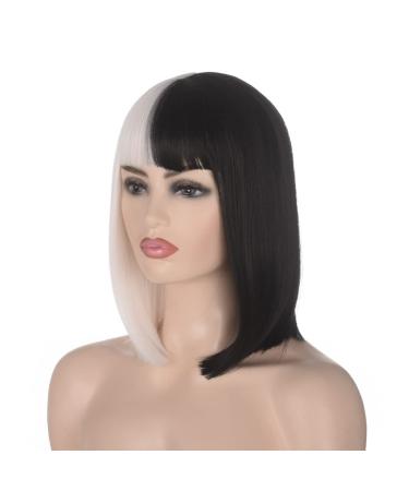 Half Black Half White Bob Wig for Women - Atayou 13 Straight Cosplay & Halloween Costume Hair - Buy Online on GoSupps.com